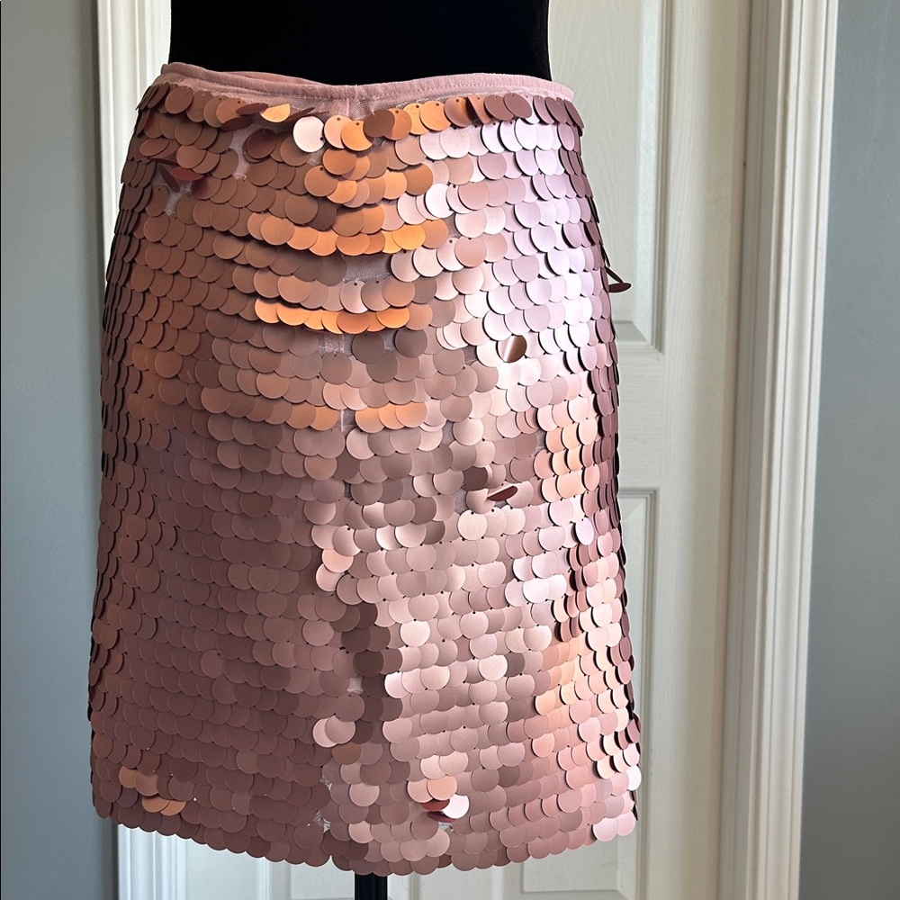 STATE Pink Sequin Pencil Skirt